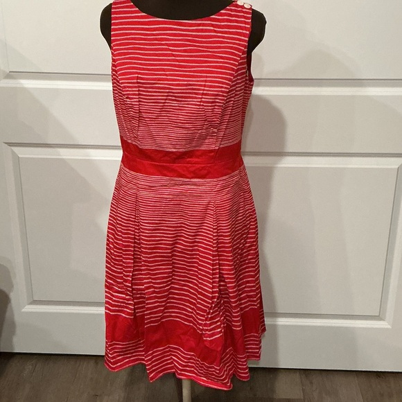 Talbots Women’s Nautical Coastal Red White Striped Sleeveless  Dress Size 12P - Picture 1 of 10